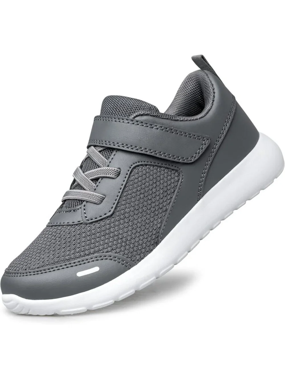 Kids Dark Grey Mesh Shoes Toddler Boys Girls Running Sports Strap Sneakers